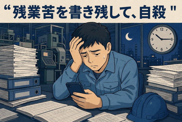 残業苦を書き残して、自殺