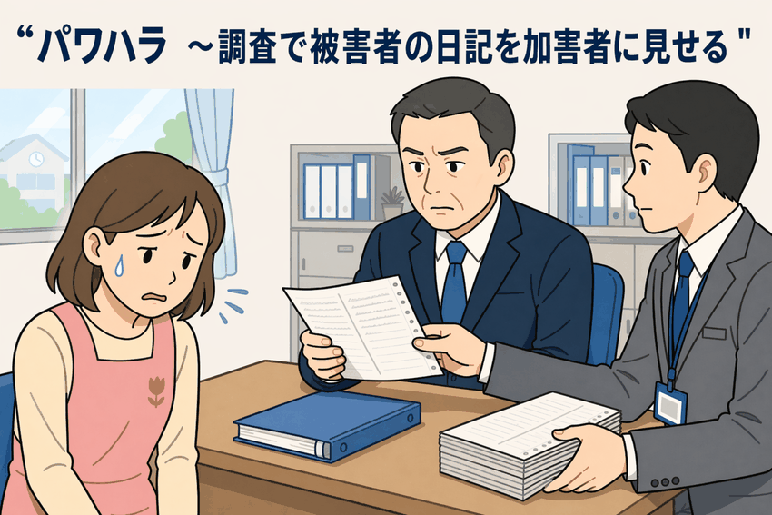 パワハラ　～調査で被害者の日記を加害者に見せる