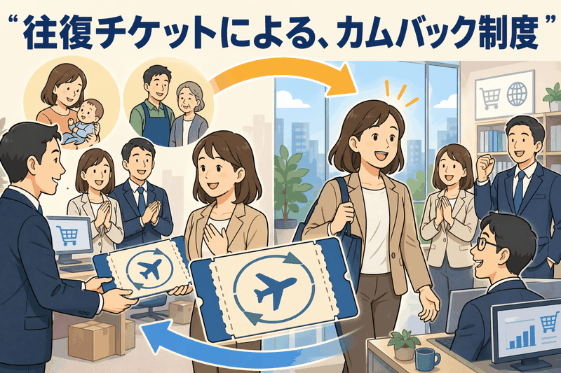 往復チケットによる、カムバック制度