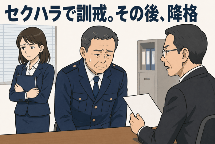 セクハラで訓戒。その後、降格