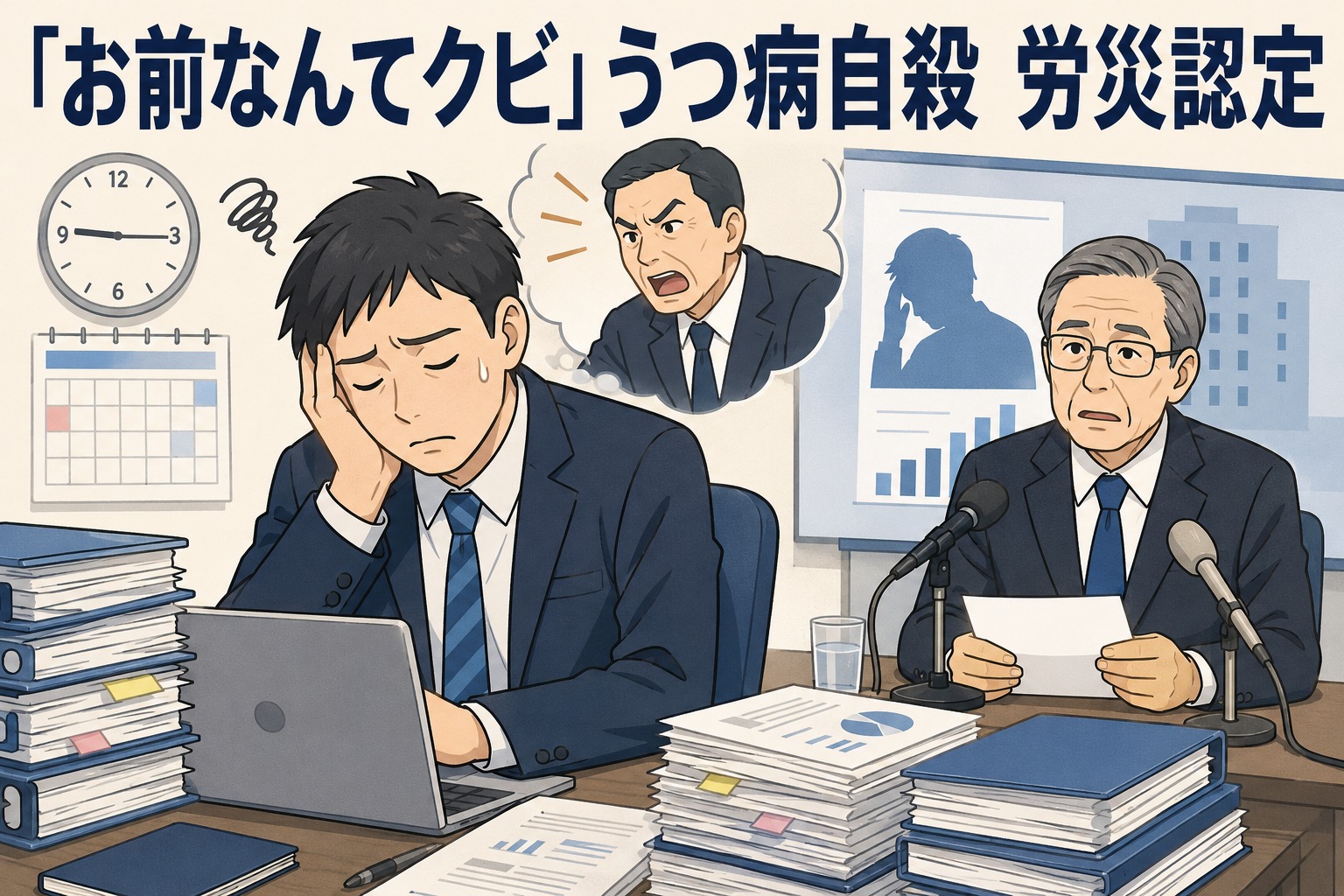製薬会社の男性社員がうつ病を発症し自殺、労基署が長時間労働による心理的負荷を認め労災認定したニュースのイメージ