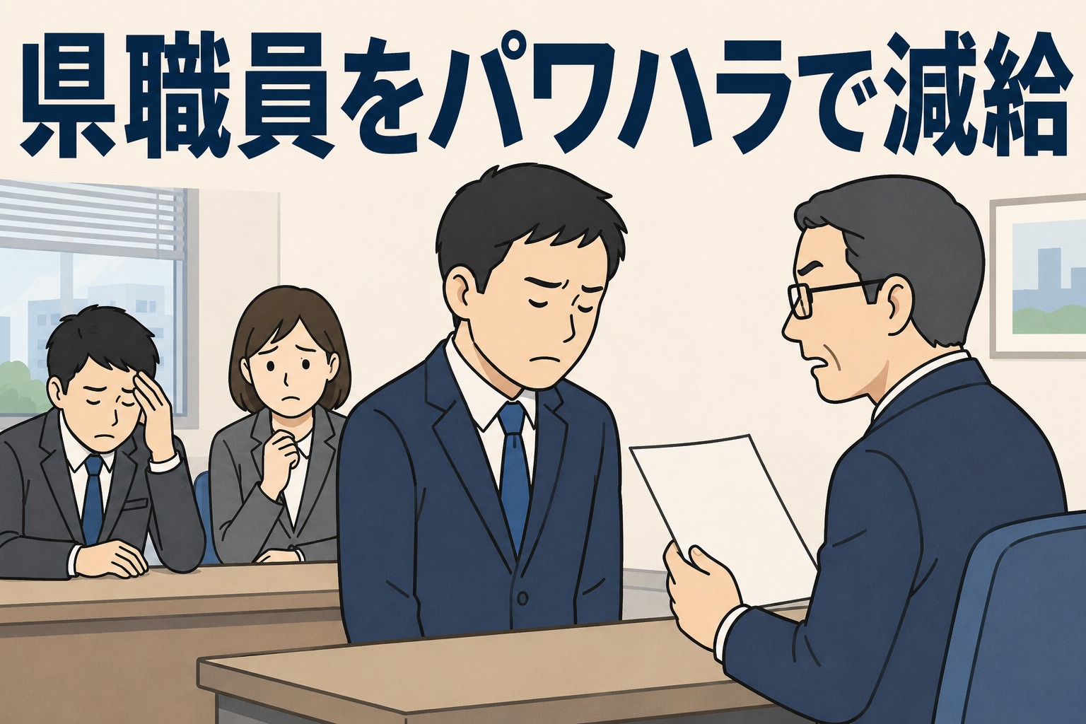島根県の男性職員が部下へのパワハラで減給処分を受けたことを伝えるイメージ画像