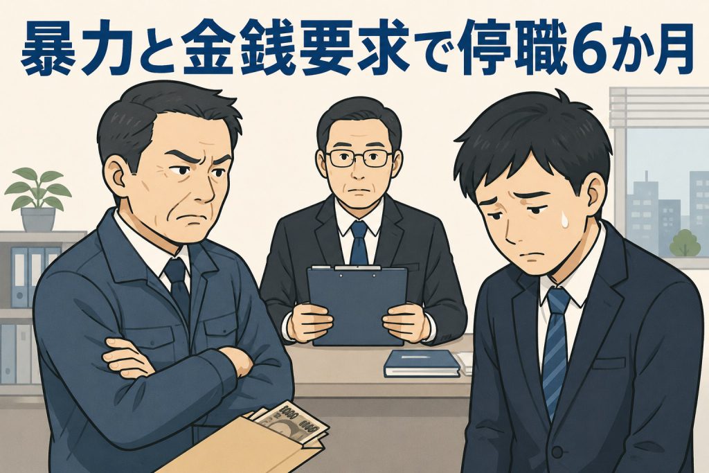 暴力と金銭要求で停職６か月