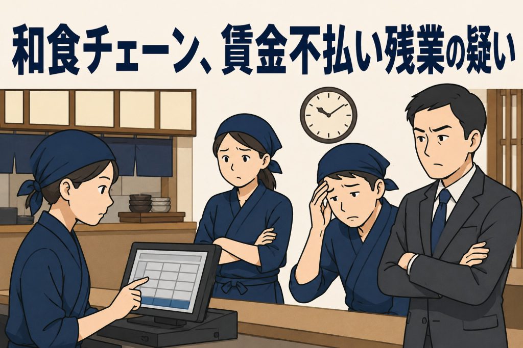和食チェーン、賃金不払い残業の疑い