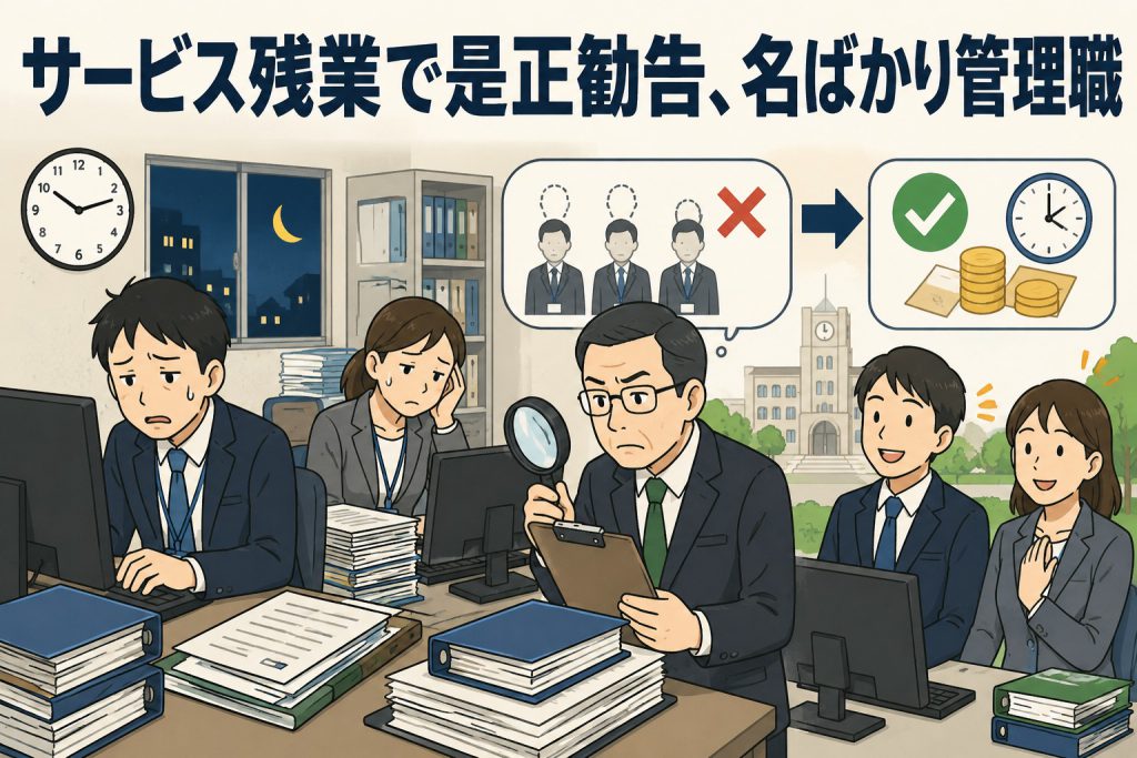 サービス残業で是正勧告、名ばかり管理職