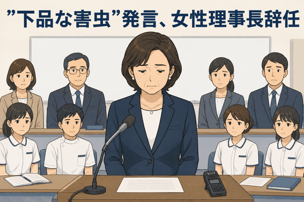 ”下品な害虫”発言、女性理事長辞任