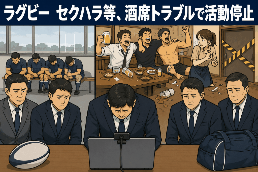 ラグビー セクハラ等、酒席トラブルで活動停止