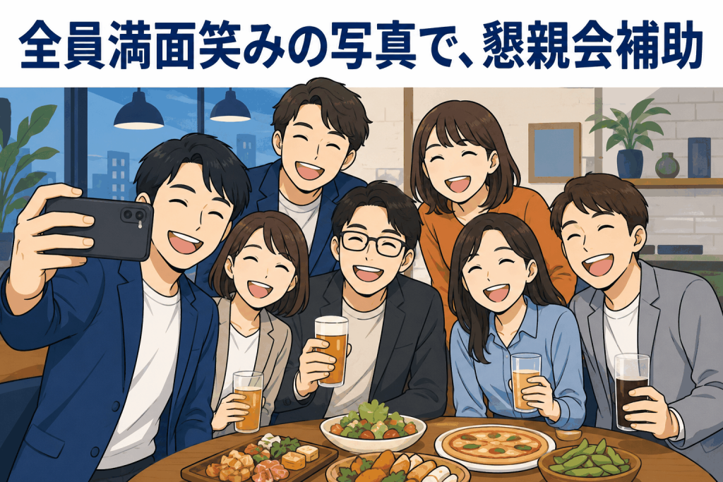 全員満面笑みの写真で、懇親会補助
