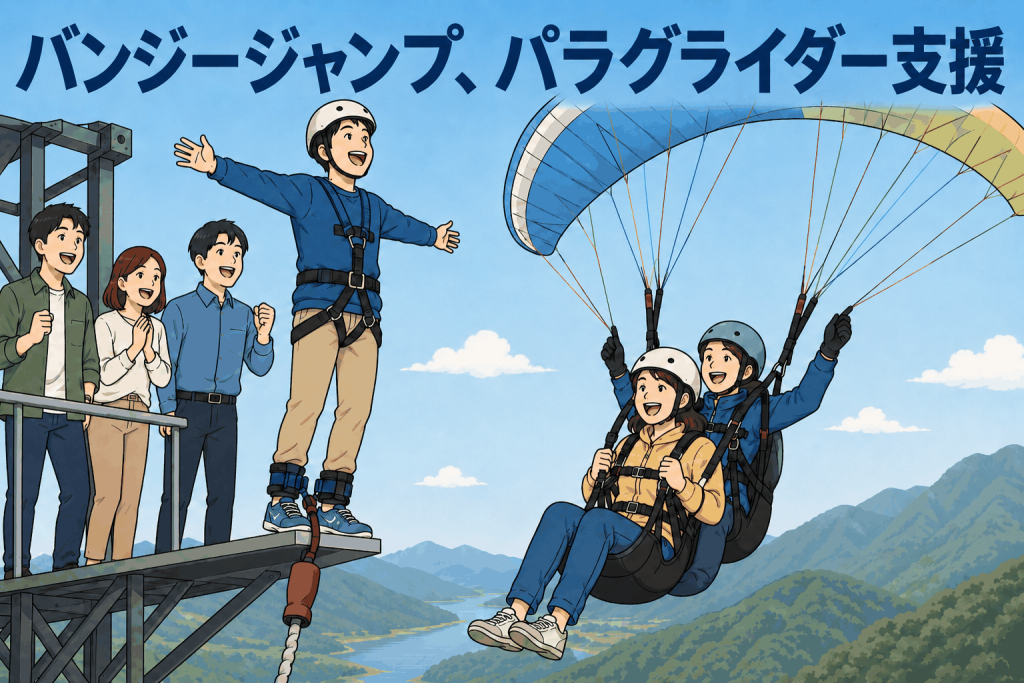 バンジージャンプ、パラグライダー支援