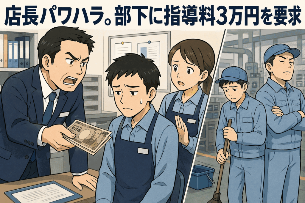 店長パワハラ。部下に指導料3万円を要求