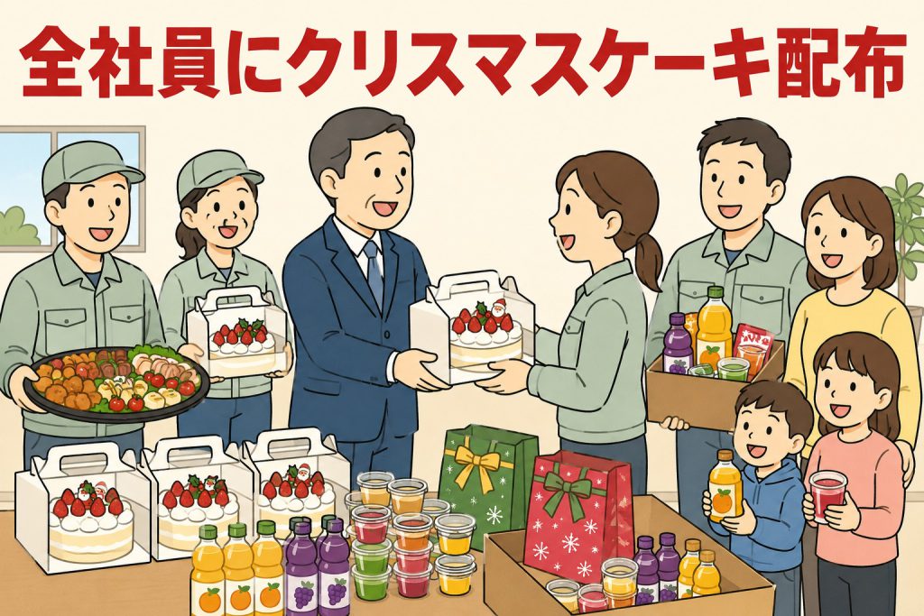 全社員にクリスマスケーキ配布