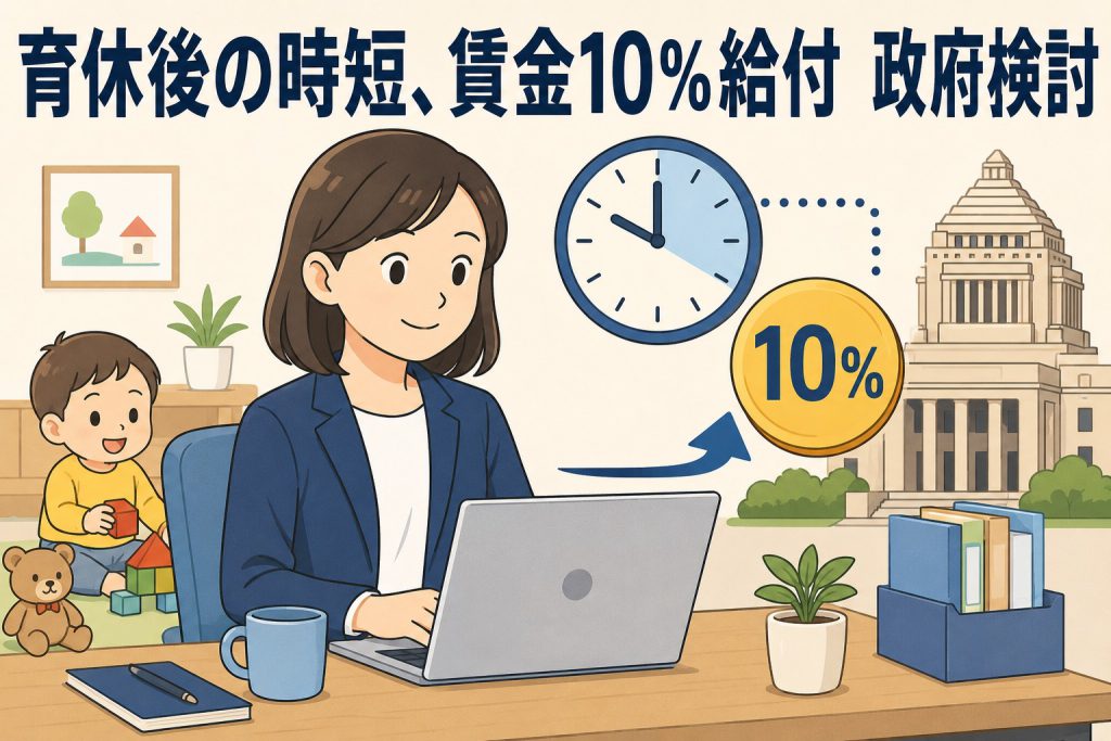 育休後の時短、賃金10%給付 政府検討