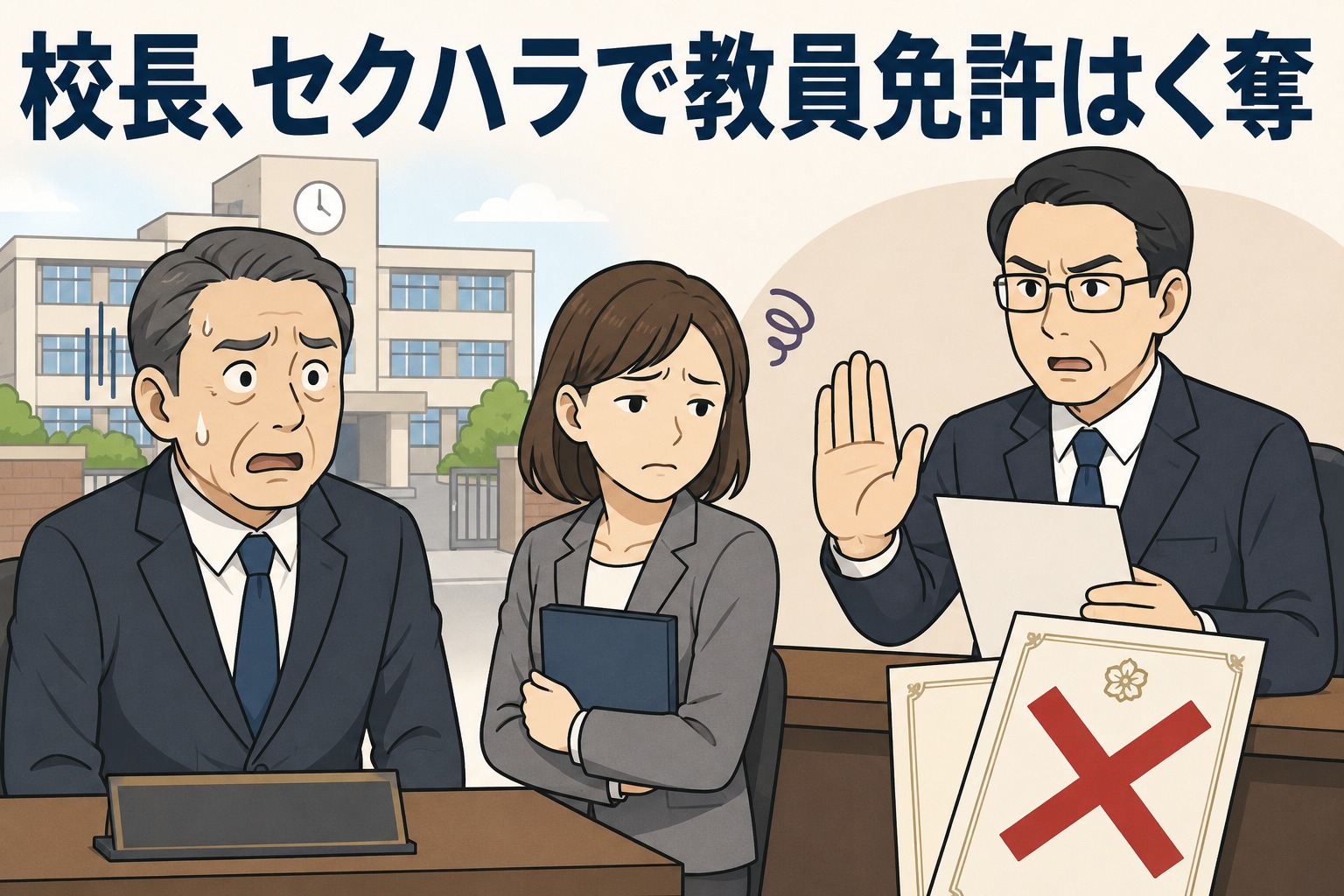 青森県の中学校で校長を務めていた男性が、わいせつ行為またはセクハラを理由に懲戒免職となり、教員免許の取り上げ処分を受けた問題
