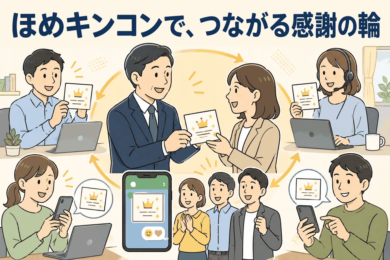 ほめキンコン制度でサンクスカードを送り合い、社員同士が感謝と称賛を伝えるIT企業の社内コミュニケーション