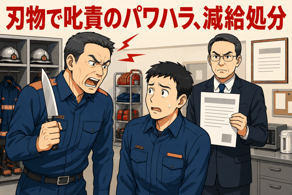 刃物で叱責のパワハラ、減給処分