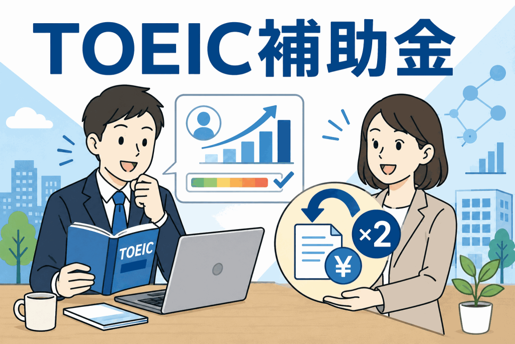 顧客管理のDX推進事業会社が社員の英語力向上を支援するTOEIC補助金制度のイメージ