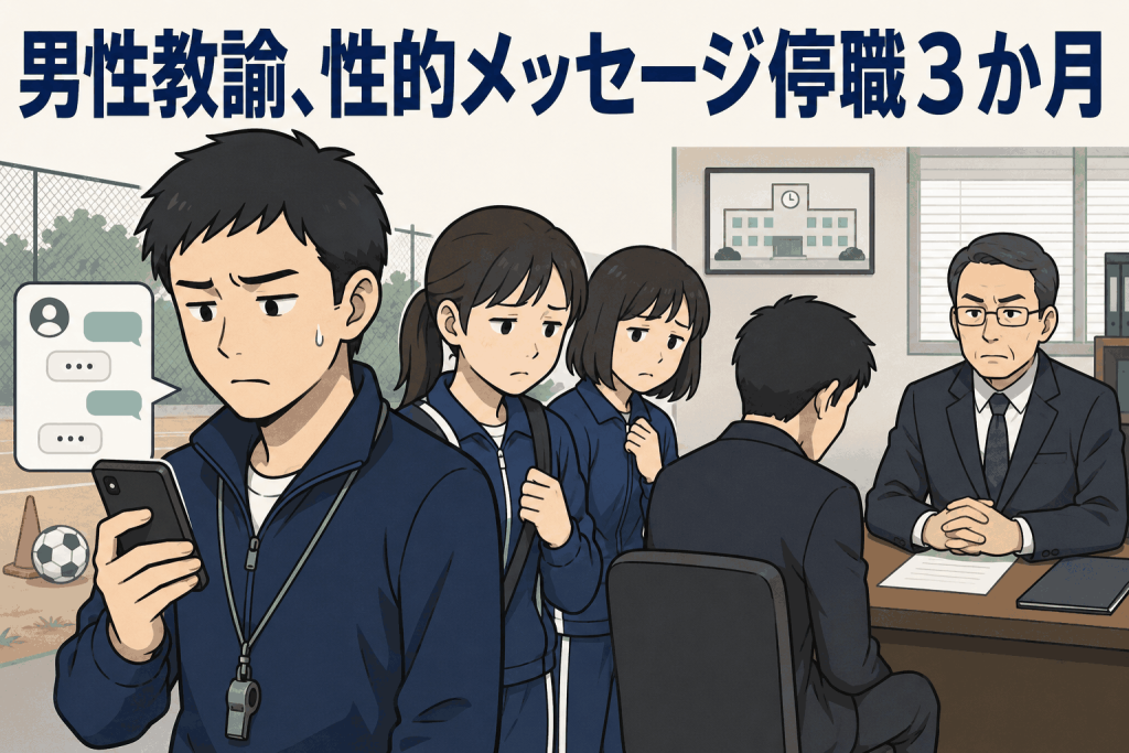 男性教諭、性的メッセージ停職3か月