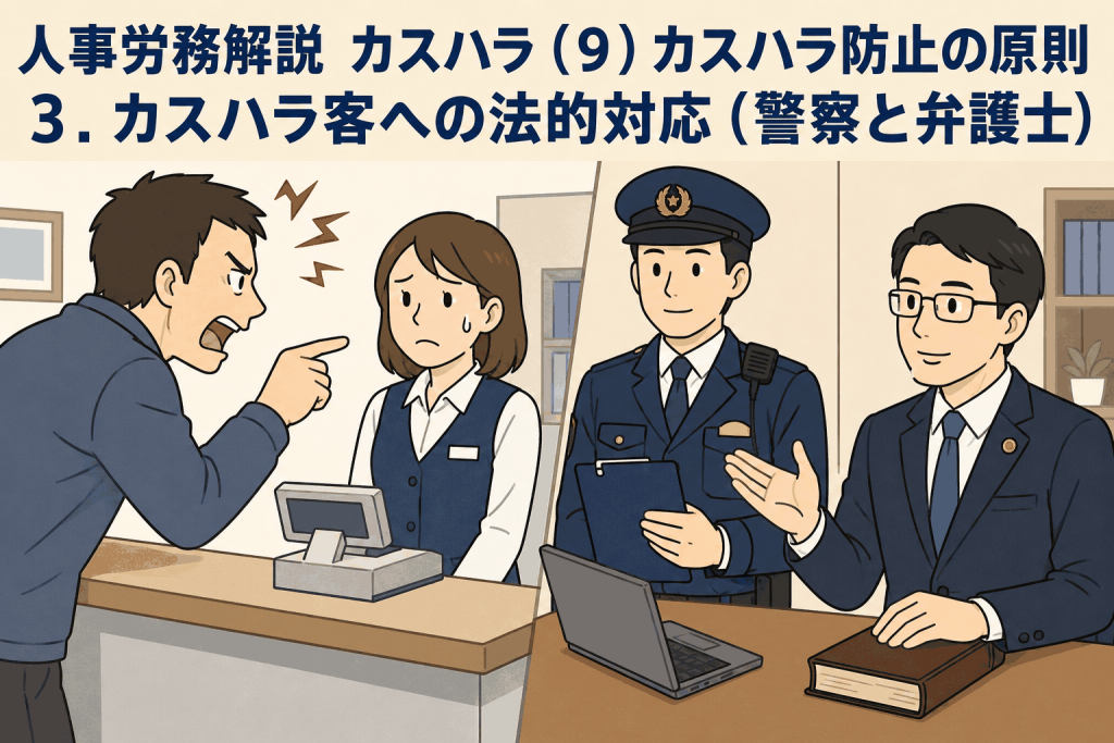人事労務解説　カスハラ（９）カスハラ防止の原則 ３．カスハラ客への法的対応（警察と弁護士）