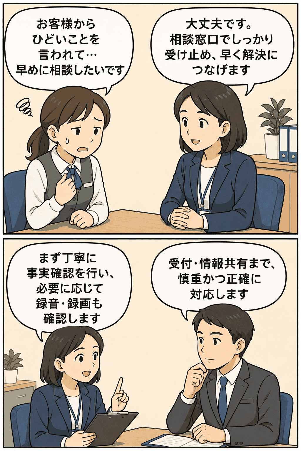 カスタマーハラスメント相談窓口の重要性と担当者の役割を解説する、人事労務向けの記事アイキャッチ画像