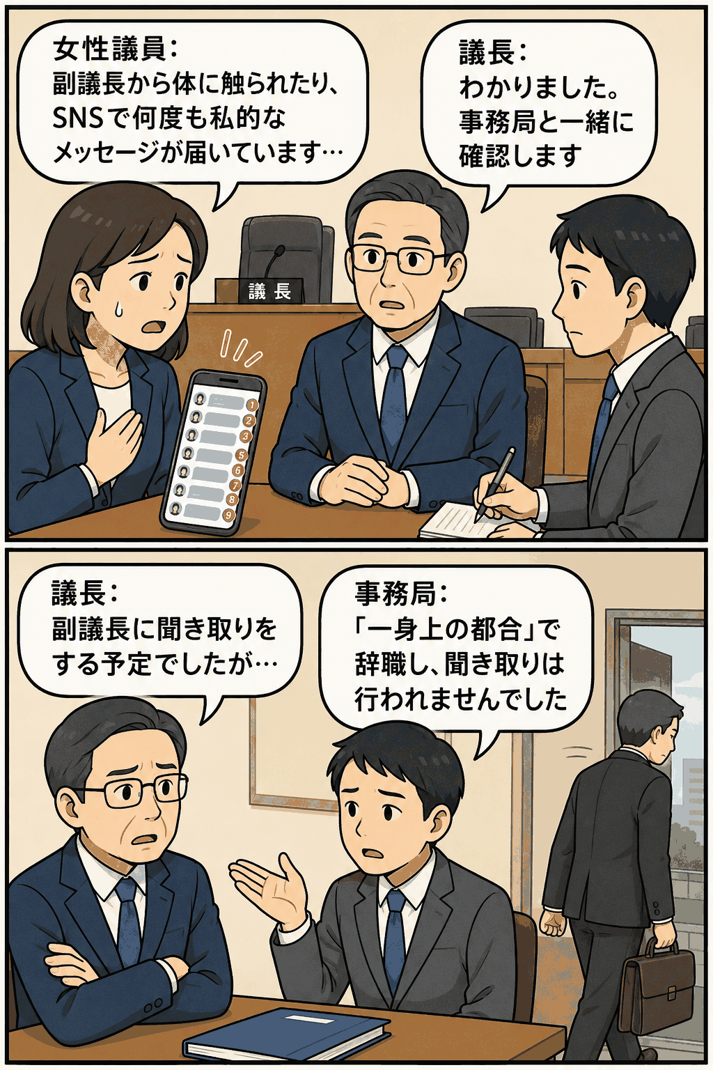 女性議員が副議長からのセクハラ