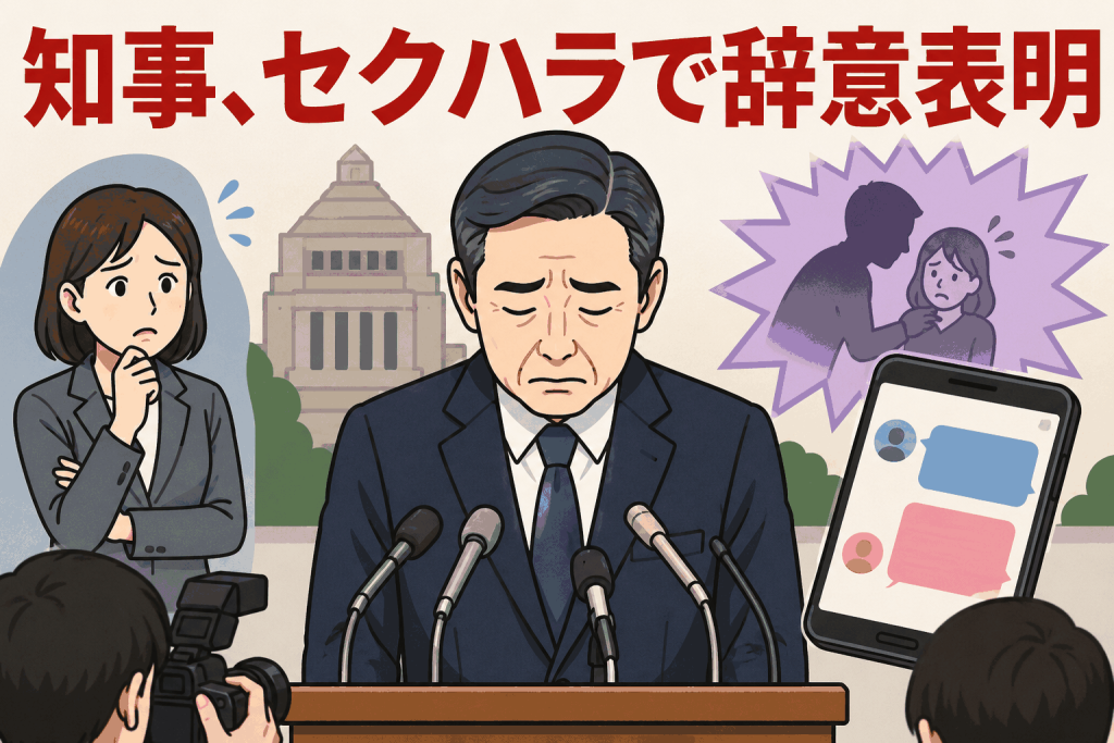 知事、セクハラで辞意表明