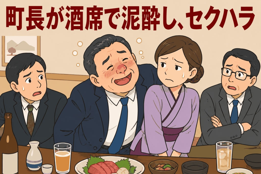 町長が酒席で泥酔し、セクハラ