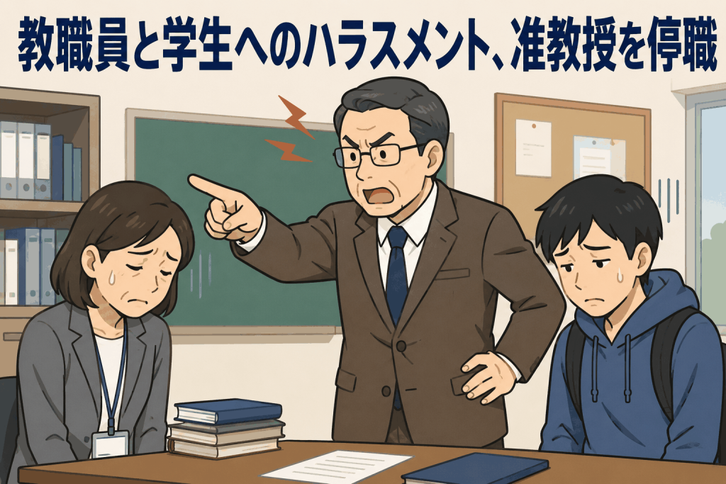 教職員と学生へのハラスメント、准教授を停職