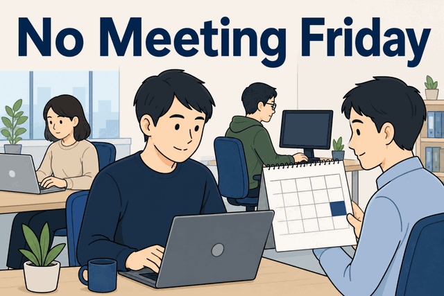 No Meeting Fridayを導入し、金曜日に会議を減らして集中作業に取り組むIT企業のオフィス風景
