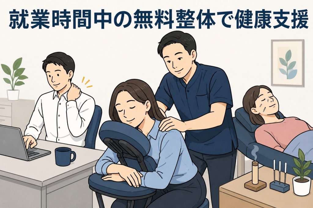 就業時間中の無料整体で健康支援