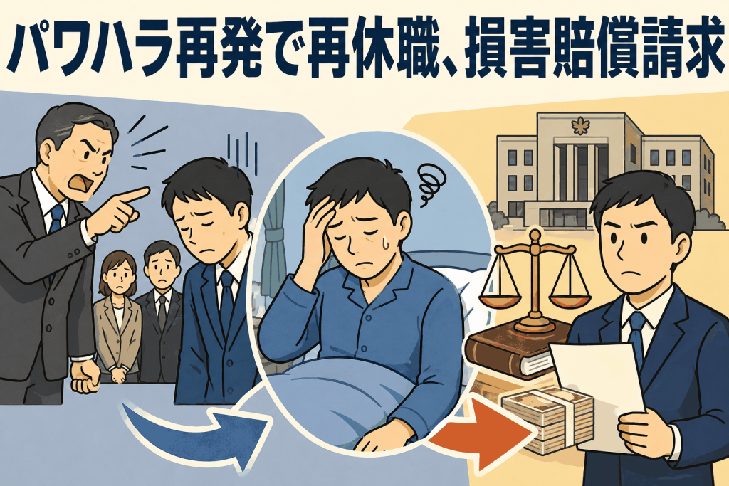 京都府立高校の男性職員が、約5年間のパワハラ再発と休職を理由に京都府へ損害賠償を求めた訴訟のイメージ