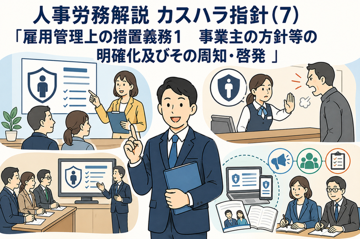 人事労務解説 カスハラ指針(7)「雇用管理上の措置義務1 事業主の方針等の明確化及びその周知・啓発 」